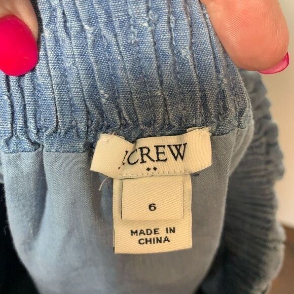 J. Crew Women's Dobby Chambray Pull-On Lined High Waisted Mini Skirt Blue Size 6 - Picture 8 of 8